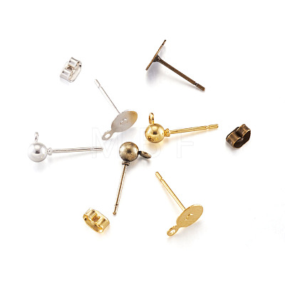 Brass Stud Earring Findings KK-TA0007-78-1