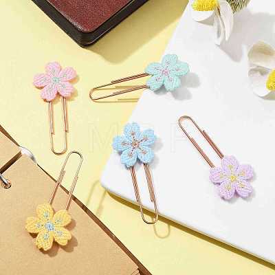 Polyester Embroidered Flower Bookmarks AJEW-JK00280-1