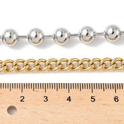 304 Stainless Steel Half Ball Chain & Twisted Chain Necklaces with OT Buckles NJEW-V010-03GP-1