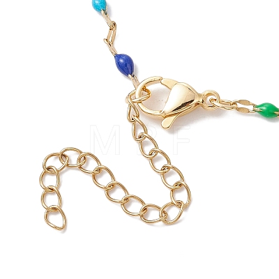 304 Stainless Steel Colorful Enamel Link Chain Slider Necklace Makings AJEW-JB01267-1