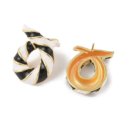 Brass with Enamel Twist Stud Earrings for Women EJEW-Q389-02G-02-1