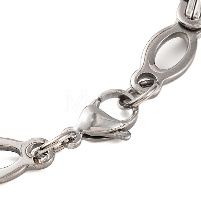 304 Stainless Steel Oval Byzantine Chain Bracelets BJEW-B078-136GP-1