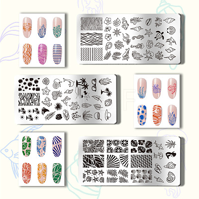 Stainless Steel DIY Nail Art Templates MRMJ-WH0092-018-1