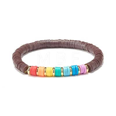 4Pcs 4 Style Handmade Polymer Clay Heishi Beads Stretch Bracelets Set BJEW-JB07511-1