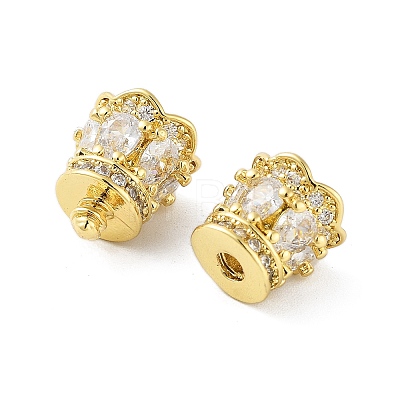 Rack Plating Brass Micro Pave Clear Cubic Zirconia Screw Clasps KK-A208-08G-1