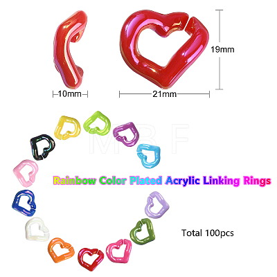 Rainbow Color Plated Acrylic Linking Rings PACR-CJC0001-03-1