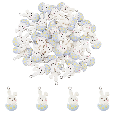 50Pcs Easter Theme Opaque Resin Pendants RESI-DC0001-03-1