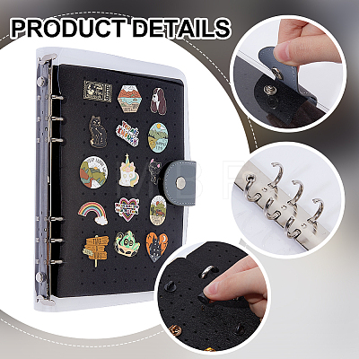 Felt Brooch Storage Loose-leaf Binder Notebook Albums with PVC Plastic Cover AJEW-WH0314-426-1