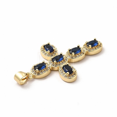 Rack Plating Brass Cubic Zirconia Pendants KK-G456-25G-05-1