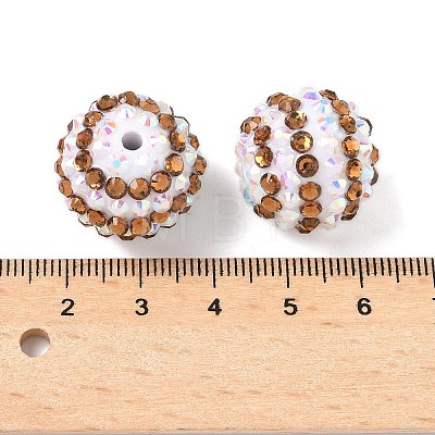 Striped Resin Rhinestone Beads OACR-A037-01E-1