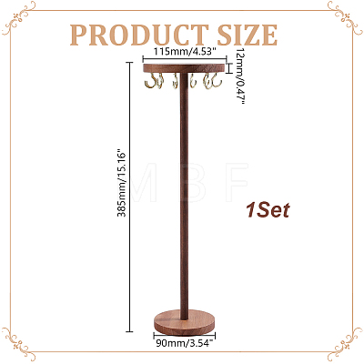 Round Wooden Necklace Organizer Display Stands NDIS-WH0010-34A-1