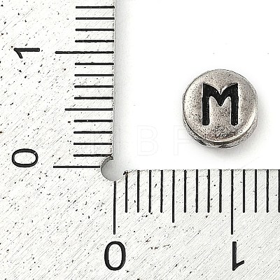 925 Sterling Silver Flat Round with Letter Beads STER-G044-01AS-M-1