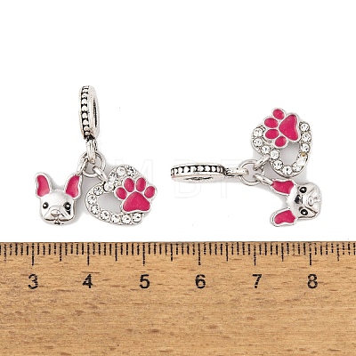 Rack Plating Alloy Crystal Rhinestone European Dangle Charms X-FIND-C055-28P-1