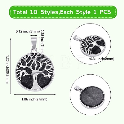 10Pcs 10 Style Natural & Synthetic Gemstone Pendants G-SZ0002-16P-1