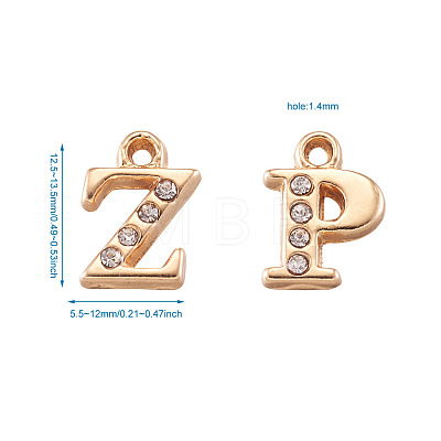 Alloy Rhinestone Charms ALRI-T008-01G-1