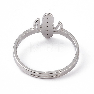 201 Stainless Steel Cactus Adjustable Ring for Women RJEW-K238-03P-1