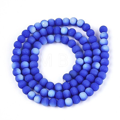 Frosted Opaque Glass Beads Strands GLAA-T032-P4mm-MBB11-1