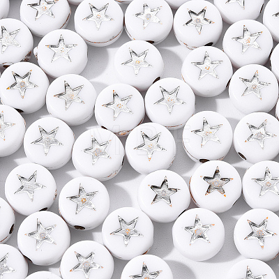 White Opaque Acrylic Beads PACR-YW0001-04B-1