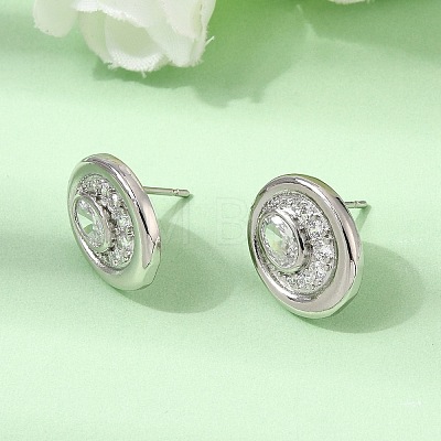 Brass Micro Pave Cubic Zirconia Stud Earrings EJEW-G471-13P-1