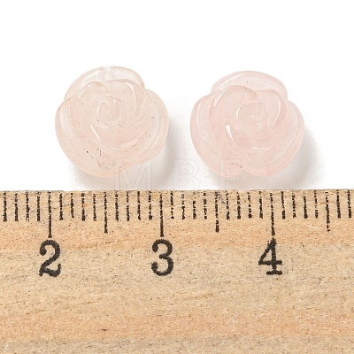 Natural Rose Quartz Carved Flower Beads G-O156-B-38-1