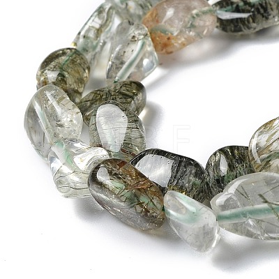 Natural Green Rutilated Quartz Beads Strands G-I351-B09-1