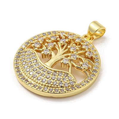 Rack Plating Brass Micro Pave Cubic Zirconia Pendants KK-F869-24G-1