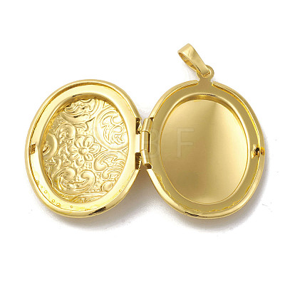 Rack Plating Brass Locket Pendants KK-G452-02G-1