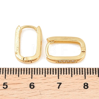 Rectangle Brass Cubic Zirconia Hoop Earrings EJEW-A156-16A-G-1