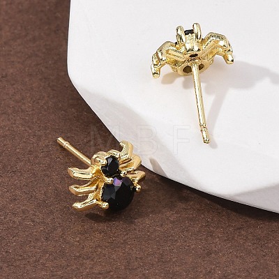 Brass Micro Pave Cubic Zirconia Stud Earrings LS-EJEW-Z156-02G-01-1