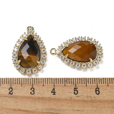 Natural Tiger Eye Faceted Teardrop Pendants G-I375-01G-21-1