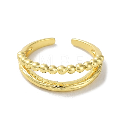 Brass Open Cuff Rings for Women RJEW-E292-23G-1