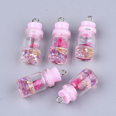 Glass Bottle Pendant Decorations GLAA-S181-05E-1