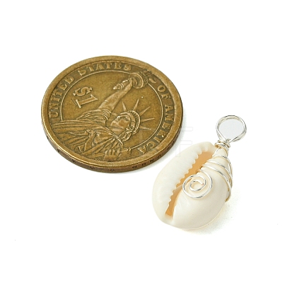 Natural Cowrie Shell Pendants PALLOY-JF02796-02-1