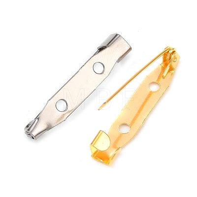 2 Holes Iron Brooch Pin Back Safety Catch Bar Pins IFIN-X0029-01-1