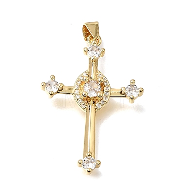 Brass Micro Pave Clear Cubic Zirconia Pendants CU-CBA9883-05H-G-1