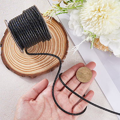 1 Roll 10M Round Braided Cowhide Cords WL-SC0001-03A-1