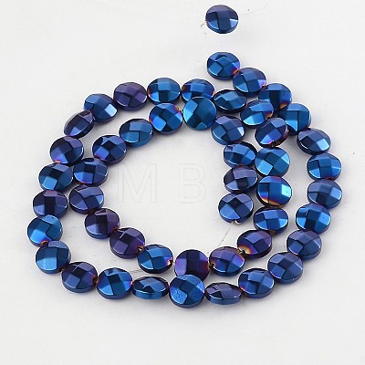 Electroplated Non-magnetic Synthetic Hematite Flat Round Bead Strands G-L368-06C-1