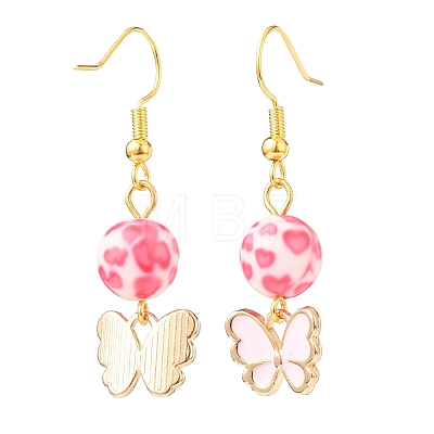 3 Pairs 3 Style Pink Alloy Enamel Charms & Resin Beads Dangle Earrings EJEW-JE05030-01-1