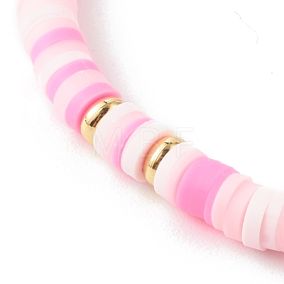 Polymer Clay Heishi Beads Stretch Bracelets Sets for Valentine's Day BJEW-JB06298-03-1