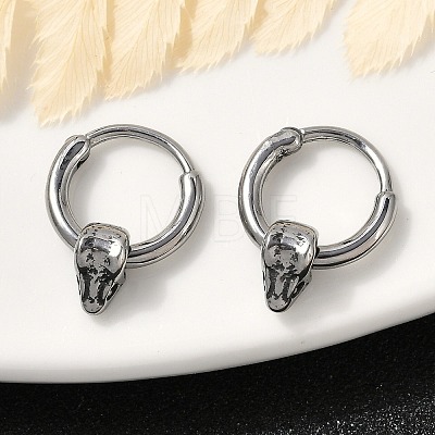 Snake Head 316 Surgical Stainless Steel Hoop Earrings EJEW-G416-41B-AS-1