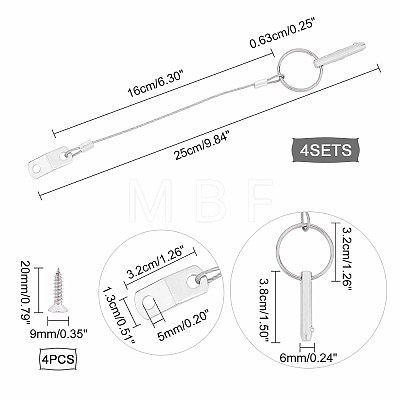 316 Stainless Steel Boat Pins w/Drop Cam & Spring 1/4