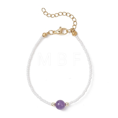 Round Mixed Stone Bead Bracelets BJEW-JB12955-1