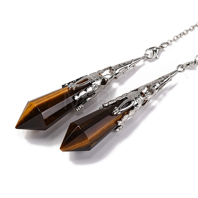 Natural Tiger Eye Pointed Dowsing Pendulum Big Pendants G-H285-06P-A02-1