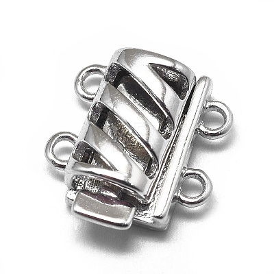 Anti-Tarnish Rhodium Plated 925 Sterling Silver Box Clasps STER-L057-016P-1