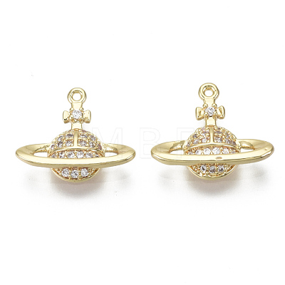 Brass Micro Pave Clear Cubic Zirconia Charms KK-S348-554-NF-1