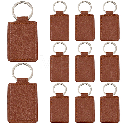 CutHollow 12Pcs Rectangle Imitation Leather Pendant Keychain KEYC-CL0001-11C-1
