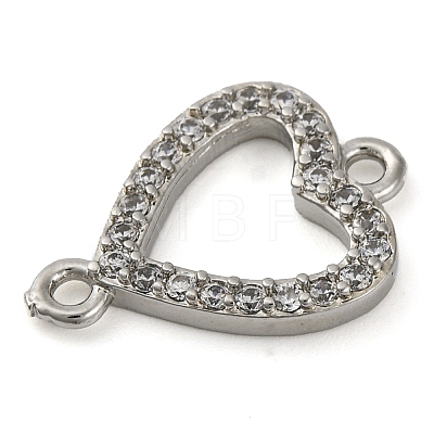 Brass Micro Pave Clear Cubic Zirconia Heart Links Connector Charms KK-A230-03A-P-1