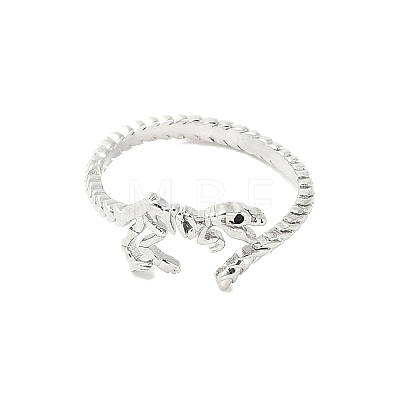 Dinosaur Skeleton Brass Open Cuff Ring for Women RJEW-A040-02P-1