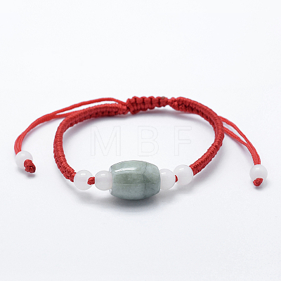 Natural Myanmar Jade/Burmese Jade Braided Bead Bracelets X-BJEW-F307-02-1