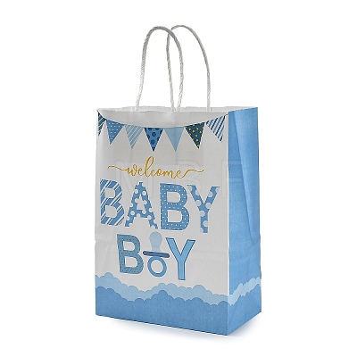 Baby Boy Shower Printed Paper Gift Bags with Handles CARB-F014-01A-1